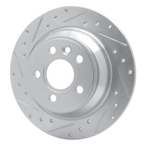 Volvo S80 Brake Rotor (1) - Rear Left - R1 Concepts - Drilled & Slotted - Silver - `07-`10